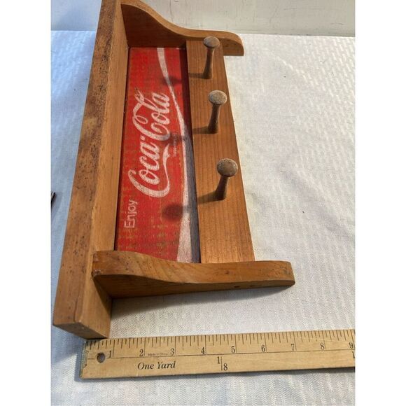Coke Cola wooden peg coat hat rack 17.5"x3.5" (discoloration) - Picture 6 of 8